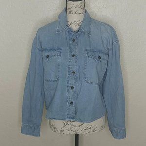 American Eagle Outfitters Button Front Denim Shirt Blue Size S
